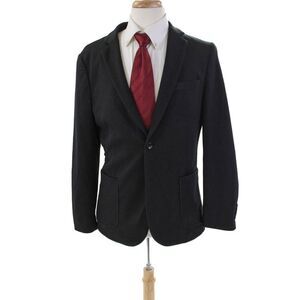 PJ Paul Jones Mens Two Button Classic Lapel Blazer Jacket Black Size Medium